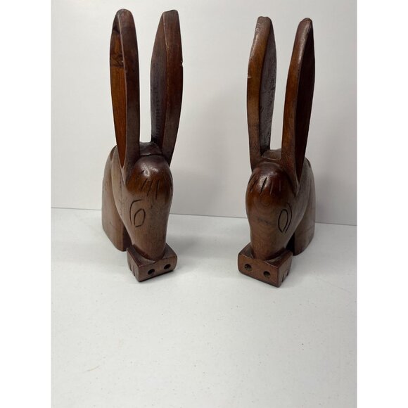 MCM Handcarved Wood Donkey Bookends 1942 Puerto Rico - Picture 3 of 10